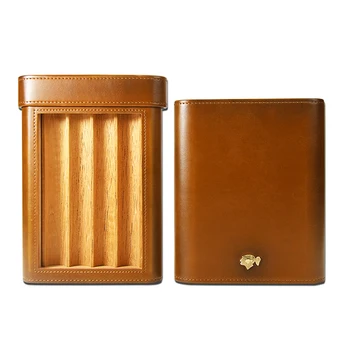 

COHIBA Genuine Leather Cigar Cigarette Humidor Box Fit 4 Fingers Cedar Wood Lined Travel Case Tobacco Smoking Tool Outdoor