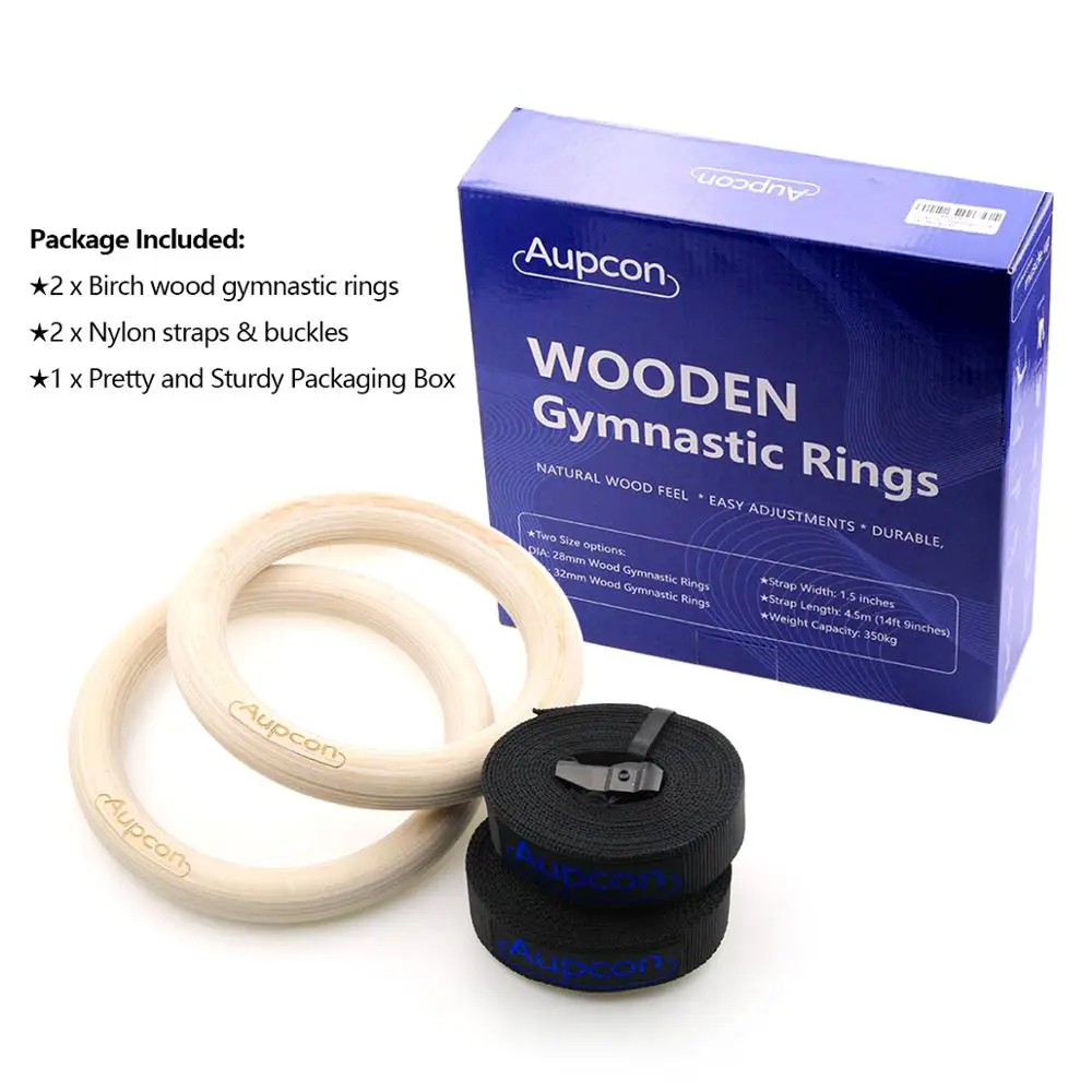 AUPCON Wooden Gymnastic Rings For Home Gym&Cross Exercise Fitness Pull Up Muscle Ups With Adjustable Long Buckles Straps 28/32mm
AUPCON Wooden Gymnastic Rings For Home Gym&Cross Exercise Fitness Pull Up Muscle Ups With Adjustable Long Buckles Straps 28/32mm