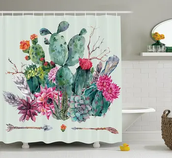 Cactus Decor Shower Curtain Spring Garden with Boho Style Bouquet of Thorny Plants Blooms Arrows Bathroom Decor
Cactus Decor Shower Curtain Spring Garden with Boho Style Bouquet of Thorny Plants Blooms Arrows Bathroom Decor