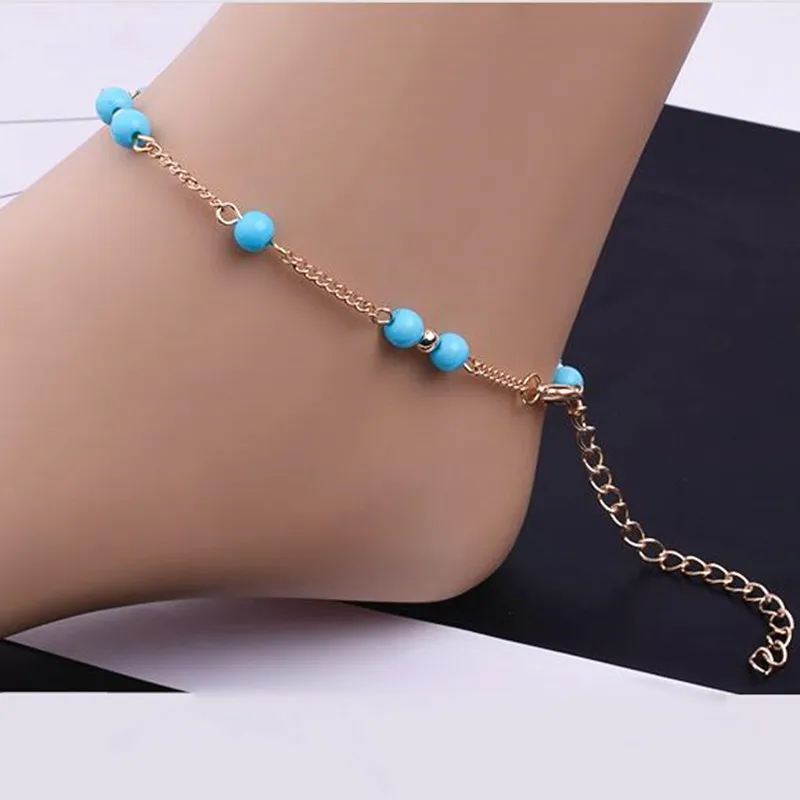 European and American Style Women's Gold/Silver Color Charm Ankle Blue Beads Bracelet Anklet DIY Handmade Jewelry Bijoux Gifts
European and American Style Women's Gold/Silver Color Charm Ankle Blue Beads Bracelet Anklet DIY Handmade Jewelry Bijoux Gifts