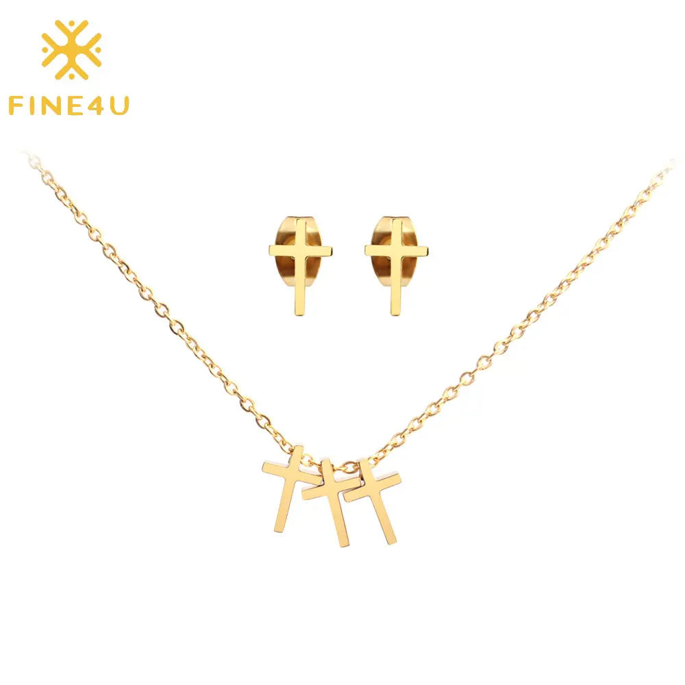 FINE4U N141 Stainless Steel Wedding Party Jewelry Set Tiny Cross Necklace Earrings Jewelry Sets 2019 Trendy Religious Jewelry
FINE4U N141 Stainless Steel Wedding Party Jewelry Set Tiny Cross Necklace Earrings Jewelry Sets 2019 Trendy Religious Jewelry