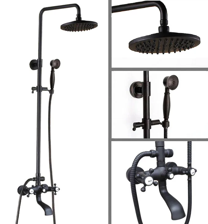 Black Oil Rubbed Brass Dual Cross Handles Bathroom 8 Inch Round Rain Shower Faucet Set Bath Tub Mixer Tap Hand Shower mhg105
Black Oil Rubbed Brass Dual Cross Handles Bathroom 8 Inch Round Rain Shower Faucet Set Bath Tub Mixer Tap Hand Shower mhg105