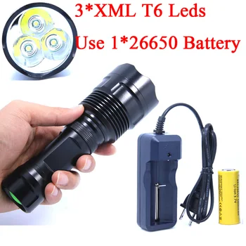 3T6 6000 Lumens Linternas 3 *XML T6 LED Tactical Flashlight Torch Lampe Camping torcia led + Rechargeable 26650 battery charger
3T6 6000 Lumens Linternas 3 *XML T6 LED Tactical Flashlight Torch Lampe Camping torcia led + Rechargeable 26650 battery charger