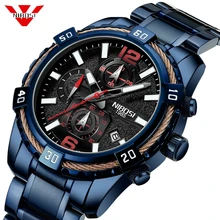 Nibosi relógio masculino criativo grande dial relógios marca de luxo esporte quartzo à prova dwaterproof água data relógio pulso relogio masculino(China)