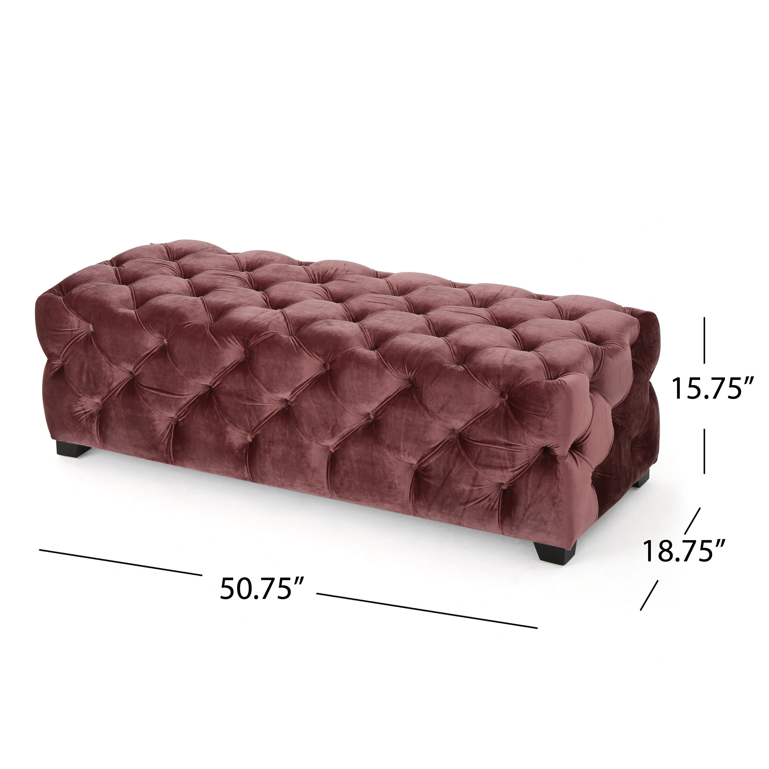 Provence Blush New Velvet Rectangular Ottoman (1)