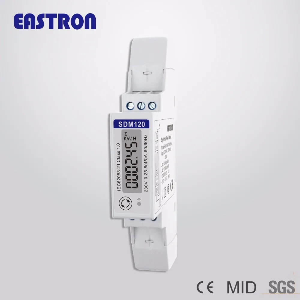SDM120Modbus 5(45)A, 220/230V, Single Phase Smart kWh Meter, Pulse output configurable, +RS485, 17.5mm NON-MID
SDM120Modbus 5(45)A, 220/230V, Single Phase Smart kWh Meter, Pulse output configurable, +RS485, 17.5mm NON-MID