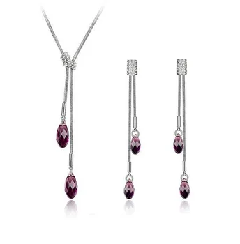 Crystal necklace fashion tassel earrings personality 2016 European and American fashion simple jewelry set
Crystal necklace fashion tassel earrings personality 2016 European and American fashion simple jewelry set