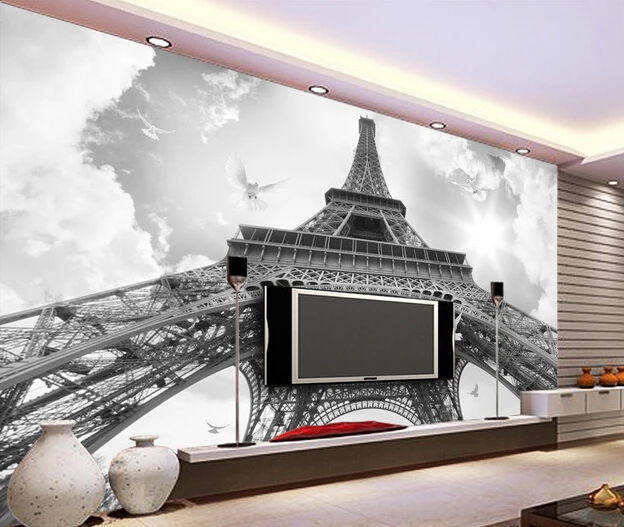 Custom photo wallpaper, the black and white Eiffel Tower murals for the sitting room living room TV wall interior wallpaper
Custom photo wallpaper, the black and white Eiffel Tower murals for the sitting room living room TV wall interior wallpaper