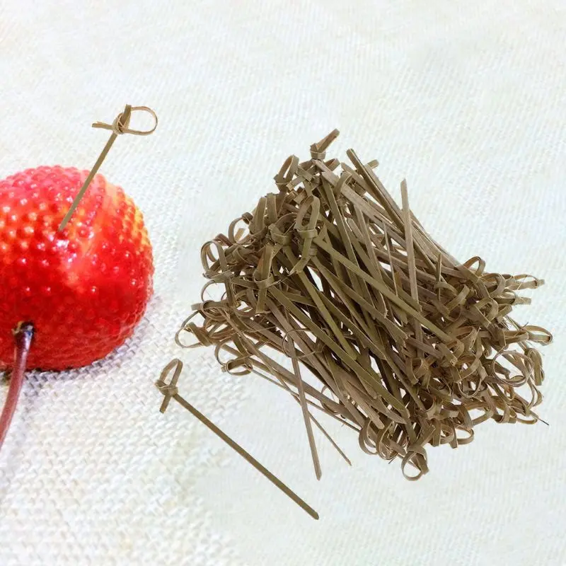 100Pcs 9/12cm Disposable Bamboo Tie Knotted Skewers Twisted Ends Cocktail Food Fruit Picks Fork Sticks Buffet Sandwich Toppers
100Pcs 9/12cm Disposable Bamboo Tie Knotted Skewers Twisted Ends Cocktail Food Fruit Picks Fork Sticks Buffet Sandwich Toppers