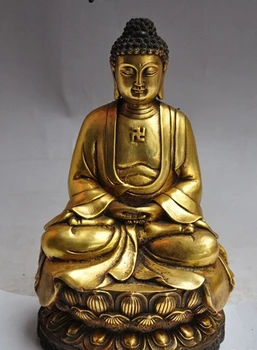 

xd 003100 9"tibet buddhism fane bronze gilt sakyamuni Shakyamuni buddha seat lotus statue