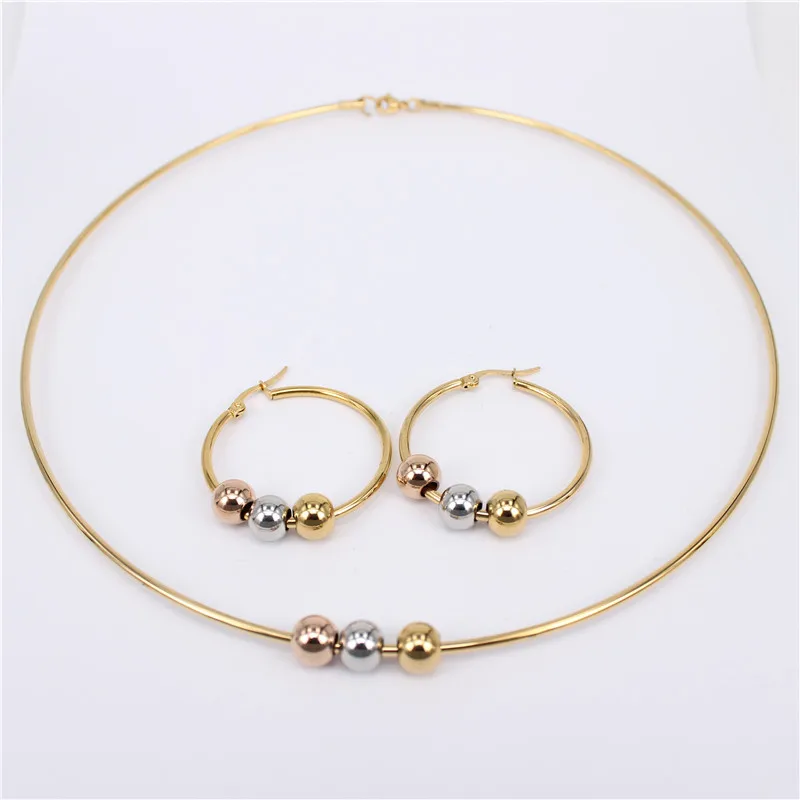 2018 Collar earrings set Stainless steel 3-color active beads Earrings free choice 30mm-70mm Special offer female jewelry
2018 Collar earrings set Stainless steel 3-color active beads Earrings free choice 30mm-70mm Special offer female jewelry