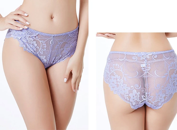 Jerrinut Full Lace Panty For Women Plus Size XL XXL XXXL XXXXL Briefs Underwear Lingerie Intiamtes Transparent Mid Waist Panties5