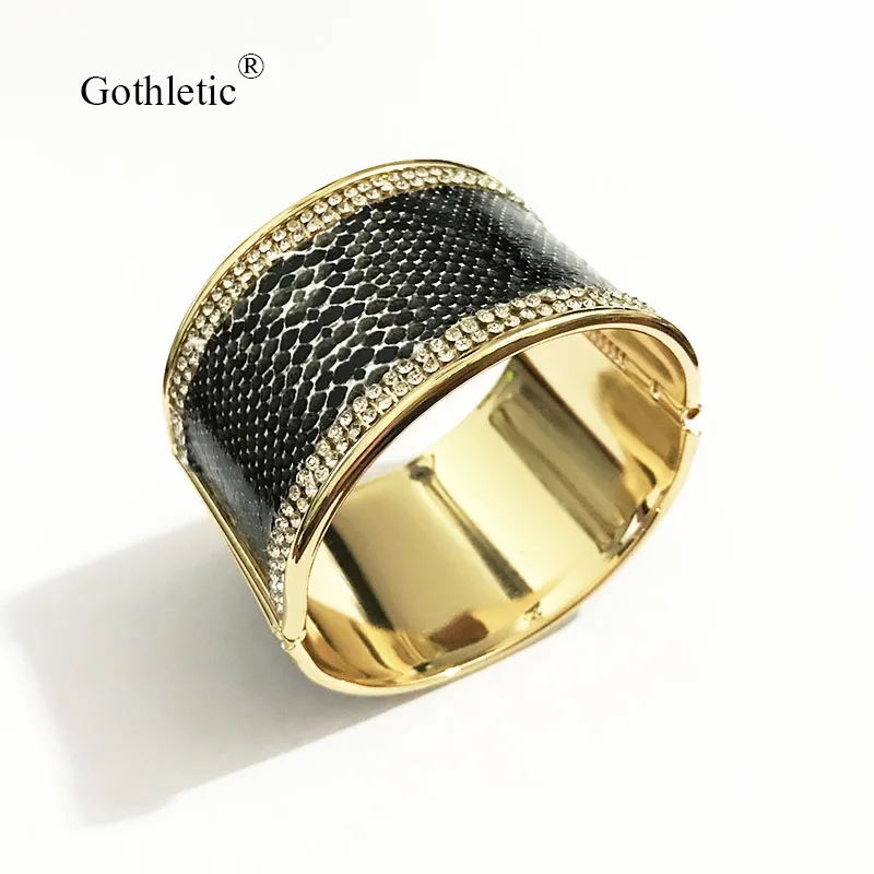 Gothletic Snake PU Covered Metal Hinge Bracelets & Bangles for Women Fashion Jewelry 2019 NEW
Gothletic Snake PU Covered Metal Hinge Bracelets & Bangles for Women Fashion Jewelry 2019 NEW