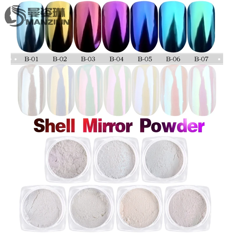 MANZILIN 1g/box Shell Nail Mirror Powder Glitters Blue Purple Pigment Dust Manicure Nail Art Glitter Chrome Decorations
MANZILIN 1g/box Shell Nail Mirror Powder Glitters Blue Purple Pigment Dust Manicure Nail Art Glitter Chrome Decorations
