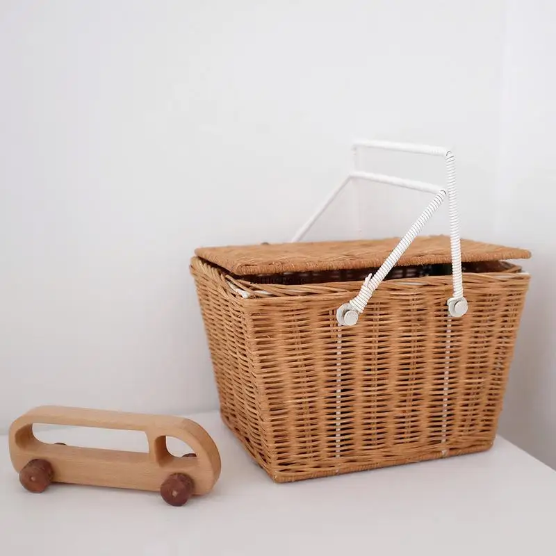 Rattan Woven Portable Picnic Basket Multifunctional Food Toy Sundries Storage Basket Laundry Hamper With Cover Home Decor
Rattan Woven Portable Picnic Basket Multifunctional Food Toy Sundries Storage Basket Laundry Hamper With Cover Home Decor