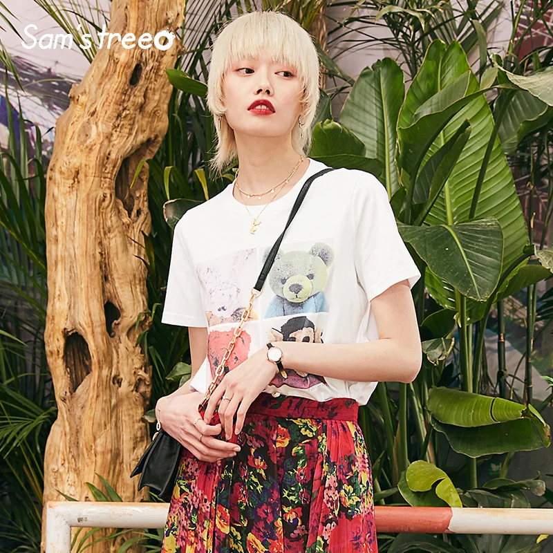 Samstree Women Cartoon Summer T-Shirts Bear Print Casual Female Basic White Tops Ladies Loose Simple O Neck Animal T-Shirts
Samstree Women Cartoon Summer T-Shirts Bear Print Casual Female Basic White Tops Ladies Loose Simple O Neck Animal T-Shirts