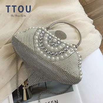 Tassel Fashion Women Pearl Beaded Crystal Party Evening Bag Bridal Wedding Diamond Shape Wrist Bag Round Clutch Purse Handbag
Tassel Fashion Women Pearl Beaded Crystal Party Evening Bag Bridal Wedding Diamond Shape Wrist Bag Round Clutch Purse Handbag