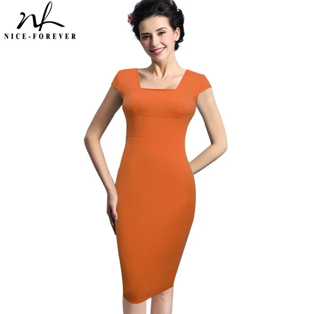 Nice-forever Mature Vintage Square-Neck Cap Sleeve Sliver Back Zipper Wear to Work Bodycon Pencil Office Woman dress 592
Nice-forever Mature Vintage Square-Neck Cap Sleeve Sliver Back Zipper Wear to Work Bodycon Pencil Office Woman dress 592