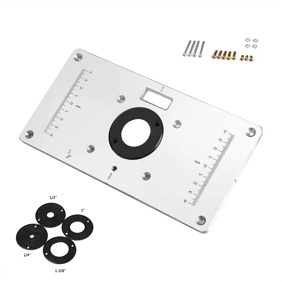 9.3''x4.7''x 0.3'' Router Table Insert Plate Aluminum Router Table Insert Plate with 4 Rings and Screws for Woodworking Benches
9.3''x4.7''x 0.3'' Router Table Insert Plate Aluminum Router Table Insert Plate with 4 Rings and Screws for Woodworking Benches