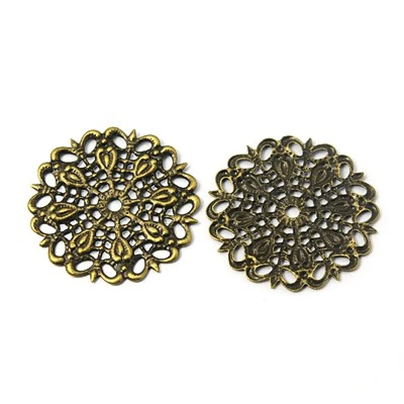 100pcs Brass Vintage Filigree Findings, Antique Bronze Color,Flat Round,Size: about 25mm in diameter, 1mm thick, hole: 2mm
100pcs Brass Vintage Filigree Findings, Antique Bronze Color,Flat Round,Size: about 25mm in diameter, 1mm thick, hole: 2mm