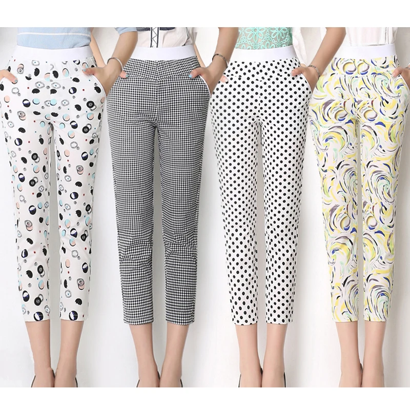 Summer ice silk pants female thin section flower pants high waist elastic thin seven points small feet printed casual pants W448
Summer ice silk pants female thin section flower pants high waist elastic thin seven points small feet printed casual pants W448