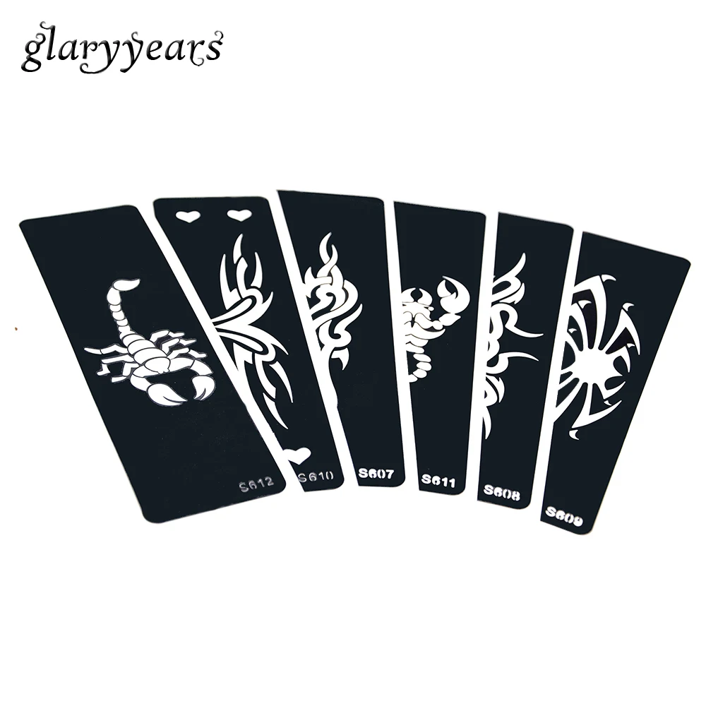 6 Pieces Strip Henna Tattoo Stencil Airbrush Drawing Scorpion Spider Pattern for Women Men Body Art Tattoo Template Cool S600#02
6 Pieces Strip Henna Tattoo Stencil Airbrush Drawing Scorpion Spider Pattern for Women Men Body Art Tattoo Template Cool S600#02