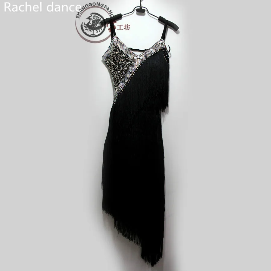 Фото Одежда для латинских танцев с вышивкой расшитая блестками без рукавов открытой