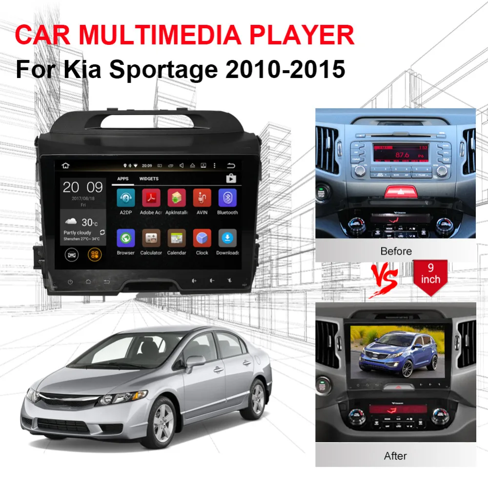 Discount Android 9.0 Car multimedia player for KIA SPORTAGE 2010-2015 4G+64G Radio Tape recorder Car Stereo Screen Radio GPS Navigation 2 Discount Android 9.0 Car multimedia player for KIA SPORTAGE 2010-2015 4G+64G Radio Tape recorder Car Stereo Screen Radio GPS Navigation 2
