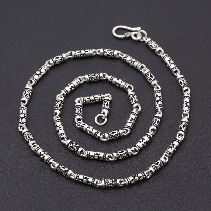 Fashion S925 Sterling Silver Retro Thai Silver Vintage Custom Made Handmade Bamboo Bucket Beads Classical Necklace Men And Women
Fashion S925 Sterling Silver Retro Thai Silver Vintage Custom Made Handmade Bamboo Bucket Beads Classical Necklace Men And Women