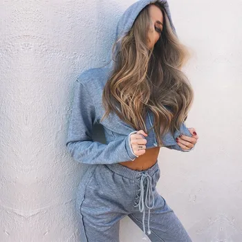 BKLD Sexy Womens Two Piece Sets 2018 Autumn crop tops and Pants Long Sleeve Hooded Tops High Waist Lace Up Pants Set Outfits Set
BKLD Sexy Womens Two Piece Sets 2018 Autumn crop tops and Pants Long Sleeve Hooded Tops High Waist Lace Up Pants Set Outfits Set