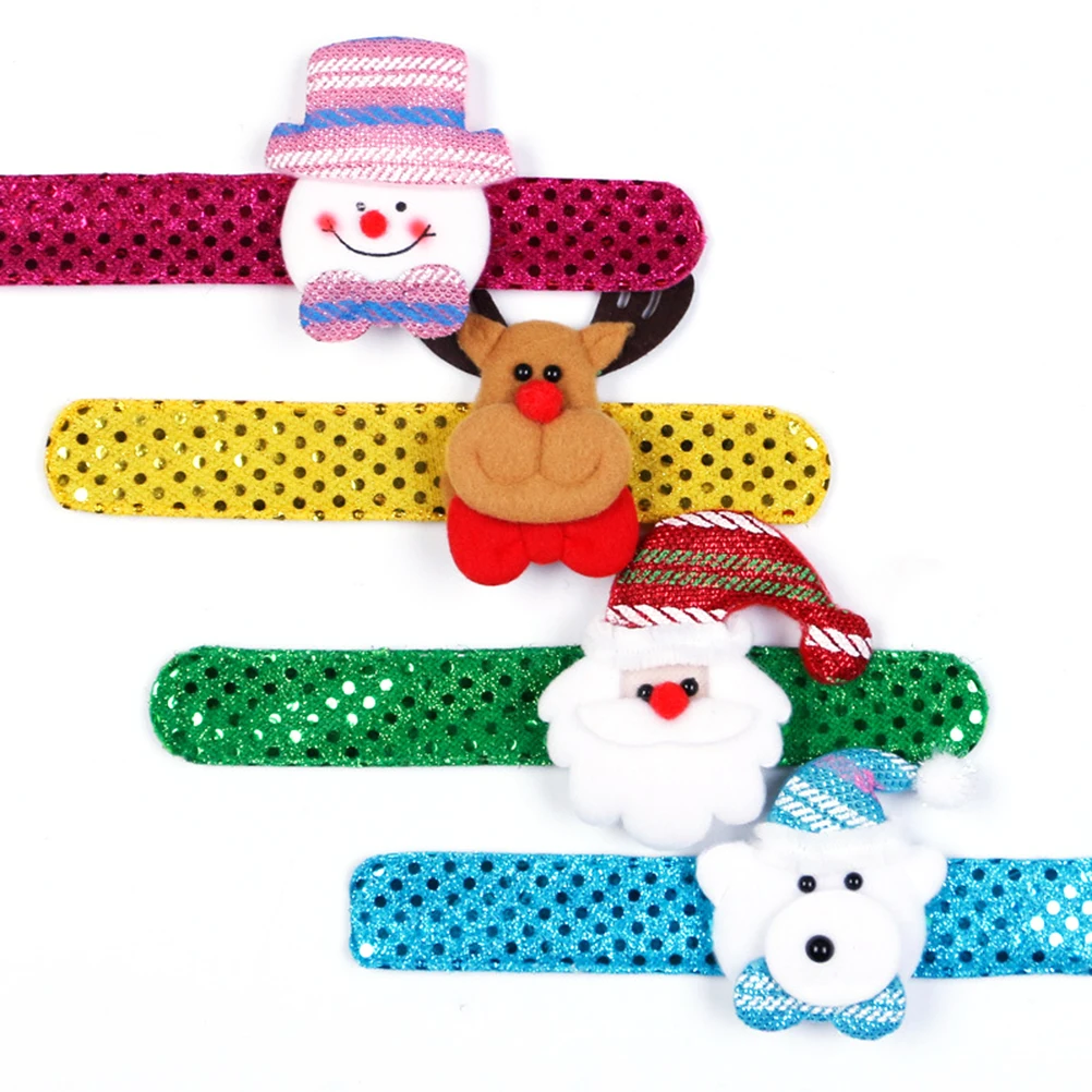 4pcs Christmas Paillette Slap Bracelets Santa Claus Snowman Reindeer Beer Bling-bling Wristband Xmas Decorations
4pcs Christmas Paillette Slap Bracelets Santa Claus Snowman Reindeer Beer Bling-bling Wristband Xmas Decorations