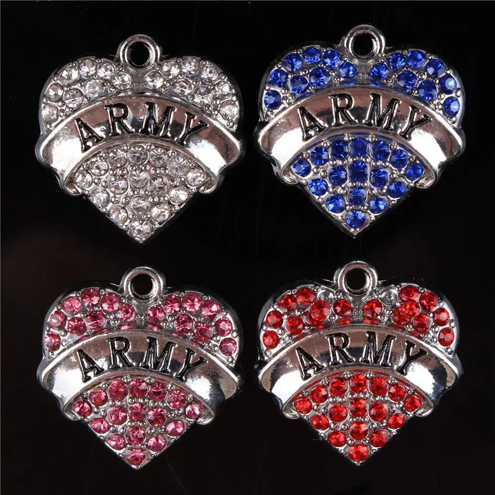5PCS Sweet Heart Crystal ARMY Charms Dangle Pendant For DIY Necklace Bracelet Wedding Birthday Accesories Key Chain Jewelry Gift
5PCS Sweet Heart Crystal ARMY Charms Dangle Pendant For DIY Necklace Bracelet Wedding Birthday Accesories Key Chain Jewelry Gift
