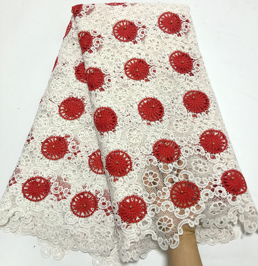 5yards/lot Wholesale White+Red water soluble lace for sewing latest high quality African guipure Milk Silk lace fabric
5yards/lot Wholesale White+Red water soluble lace for sewing latest high quality African guipure Milk Silk lace fabric