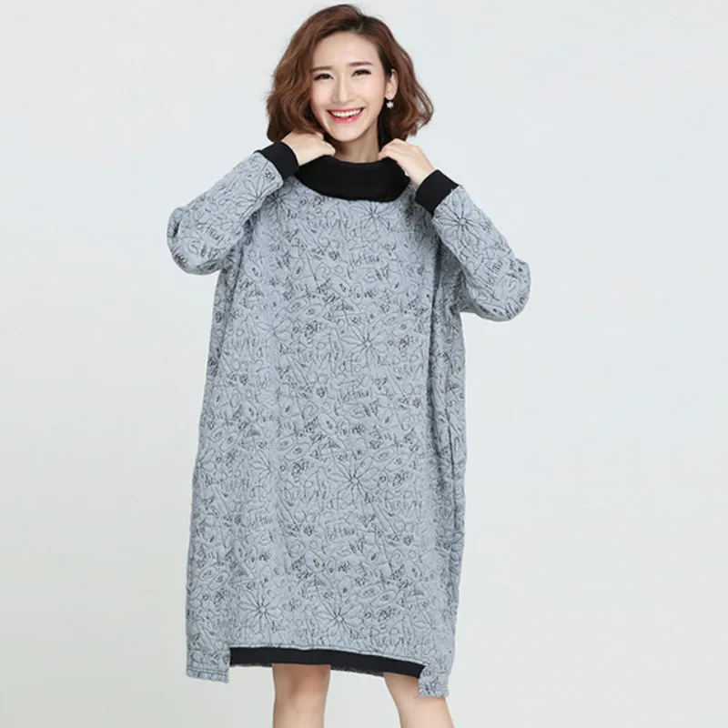 P Ammy Fashion Plus Size Turtleneck Long Sleeve Padded Cotton Jumper Dress Warm Thickened cotton vogue Loose Tunic pullover
P Ammy Fashion Plus Size Turtleneck Long Sleeve Padded Cotton Jumper Dress Warm Thickened cotton vogue Loose Tunic pullover