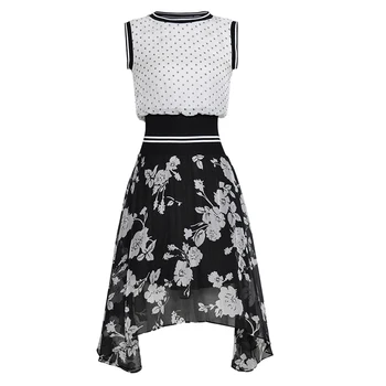 Fashion Patchwork Women Flower Print Dress Elegant O-Neck Sleeveless Asymmetrical Dresses G7833
Fashion Patchwork Women Flower Print Dress Elegant O-Neck Sleeveless Asymmetrical Dresses G7833