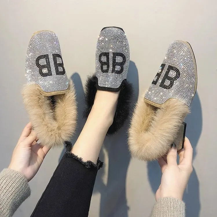 Women Pumps Bling Winter Shoes Med Heels Loafers Warm Faux Fur Shoes Rhinestone Mule Block Heels Party Dress Ladies Pumps
Women Pumps Bling Winter Shoes Med Heels Loafers Warm Faux Fur Shoes Rhinestone Mule Block Heels Party Dress Ladies Pumps