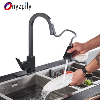 Onyzpily Black Pull Out Kitchen faucet 360 Rotation Deck Mounted Faucet Two Outlet Water Modes Cold and Hot Mixer
Onyzpily Black Pull Out Kitchen faucet 360 Rotation Deck Mounted Faucet Two Outlet Water Modes Cold and Hot Mixer