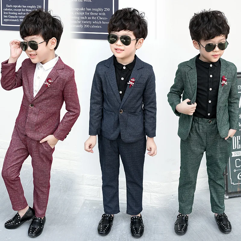 New 2020 Fashion Boys Kids Blazer Pants 2PCS Blazers Wedding Boy Suits Infantil Costume Children Clothing |
