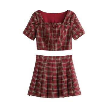 Set female 2019 summer new retro plaid high waist was thin shirt pleated skirt two-piece temperament was thin women's clothesset
Set female 2019 summer new retro plaid high waist was thin shirt pleated skirt two-piece temperament was thin women's clothesset
