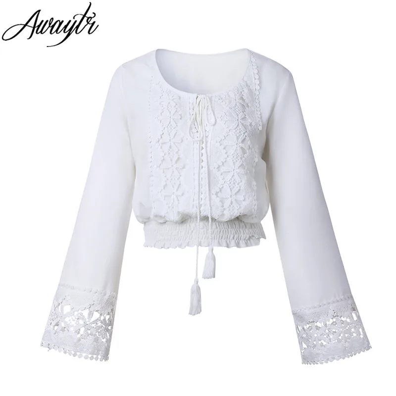 Awaytr Summer White Lace Women Blouse Casual Long Sleeve Beach Girls Crop Tops Sexy V-neck Embroidery Bow Blusas
Awaytr Summer White Lace Women Blouse Casual Long Sleeve Beach Girls Crop Tops Sexy V-neck Embroidery Bow Blusas