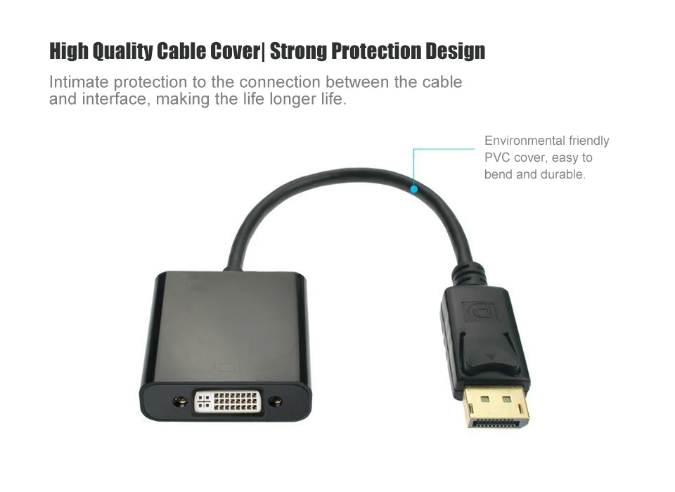 DP to DVI Adapter DisplayPort to DVI 24+5 Cable Adapter Converter Male to Female Support 1080P for Monitor Projector Displays (7)
