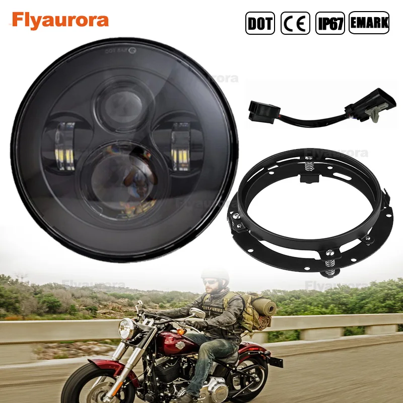 Flyaurora 7 inch Round LED Headlight High Low Beam with 7" Mounting bracket ring support for Road King Motorcycl
Flyaurora 7 inch Round LED Headlight High Low Beam with 7" Mounting bracket ring support for Road King Motorcycl