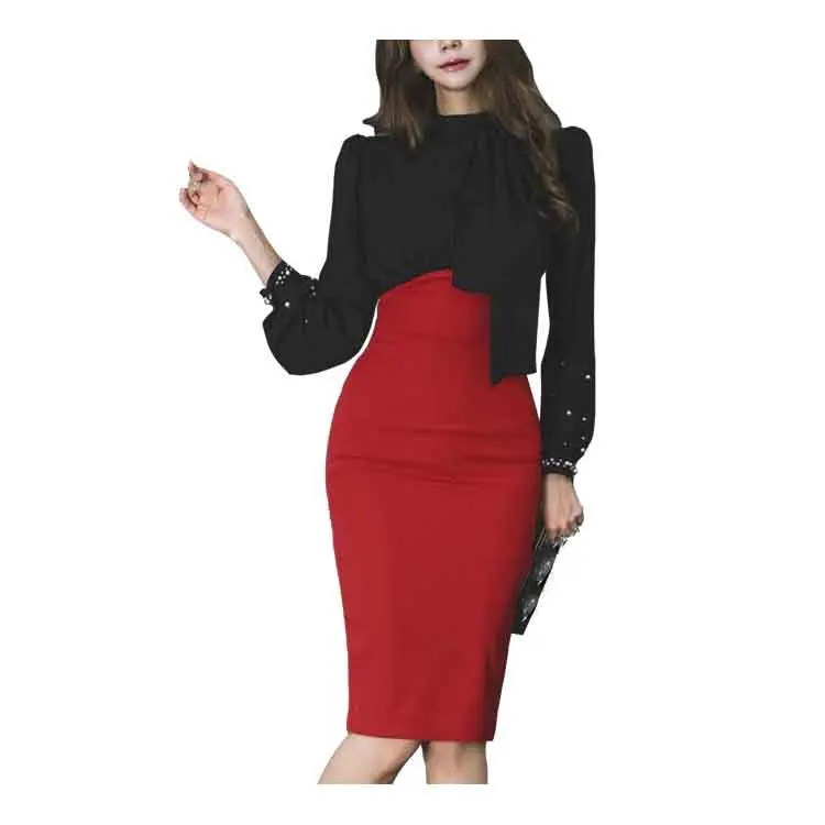 Fashion 2019 Summer Autumn Elegant Beading Patchwork Pencil Dress Long Sleeve Slim Office Lady Dress Work Formal Party Dress
Fashion 2019 Summer Autumn Elegant Beading Patchwork Pencil Dress Long Sleeve Slim Office Lady Dress Work Formal Party Dress