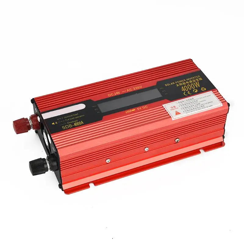 Onever 4 USB Interfaces LED Digital Display Solar Car Power Inverter Converter DC 12V to AC 220V 4000W with Digital Display
Onever 4 USB Interfaces LED Digital Display Solar Car Power Inverter Converter DC 12V to AC 220V 4000W with Digital Display