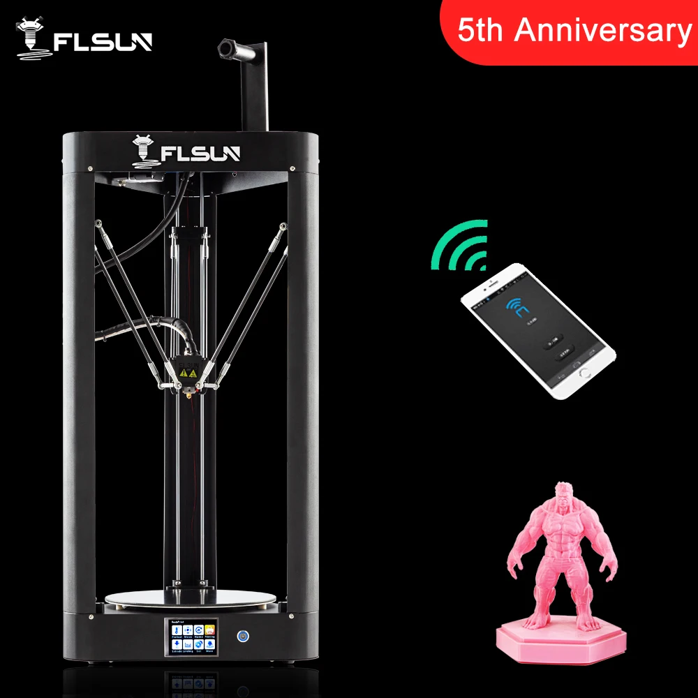 

Flsun New 3D Printer Large Printing Area Kossel Delta Pre-assembly 3D Printer With Heated Bed Touch Screen 1KG Filament