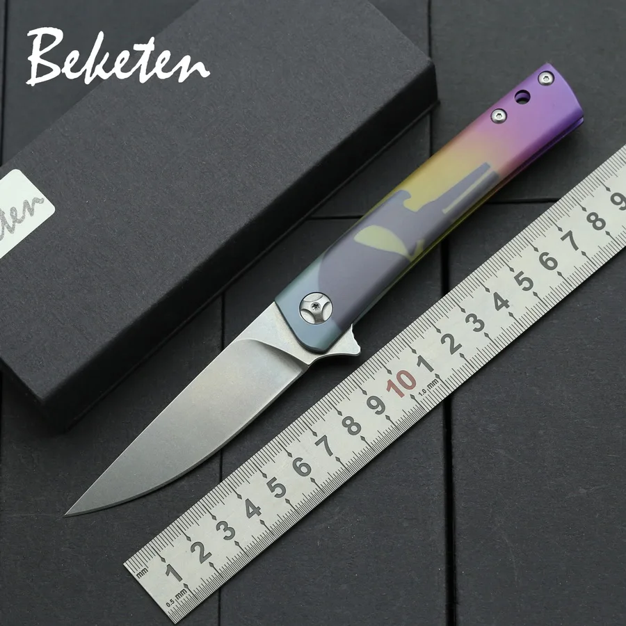 BEKETEN new perfect lines titanium handle folding knife 9cr18mov tool outdoor camping tool hunting survival pocket fruit knives
BEKETEN new perfect lines titanium handle folding knife 9cr18mov tool outdoor camping tool hunting survival pocket fruit knives