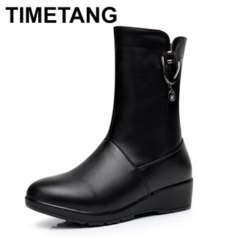 TIMETANG 2017 New Winter Mid Calf Boots Woman Boots Genuine Leather Round Toe High Heels Rain Boots Wedges Shoes Size 34-41
TIMETANG 2017 New Winter Mid Calf Boots Woman Boots Genuine Leather Round Toe High Heels Rain Boots Wedges Shoes Size 34-41