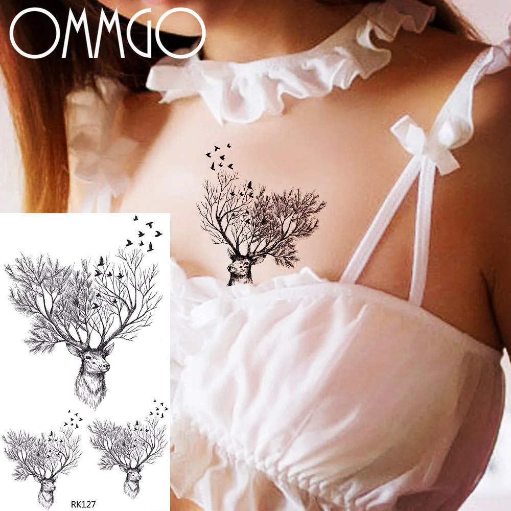 Шикарная временная татуировка OMMGO с лосями и оленями, наклейка для мужчин и женщин, татуировки с хной, бумага, водостойкая черная искусственная Татуировка «сделай сам», боди-арт
Шикарная временная татуировка OMMGO с лосями и оленями, наклейка для мужчин и женщин, татуировки с хной, бумага, водостойкая черная искусственная Татуировка «сделай сам», боди-арт