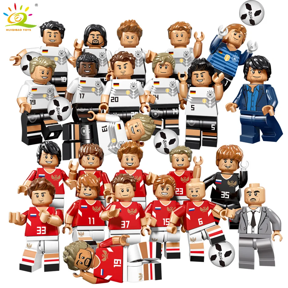 

12pcs Football Figure World Soccer Player Kickers Team Building Block Compatible Legoing Toys Russia Child Assemble Brick Gift