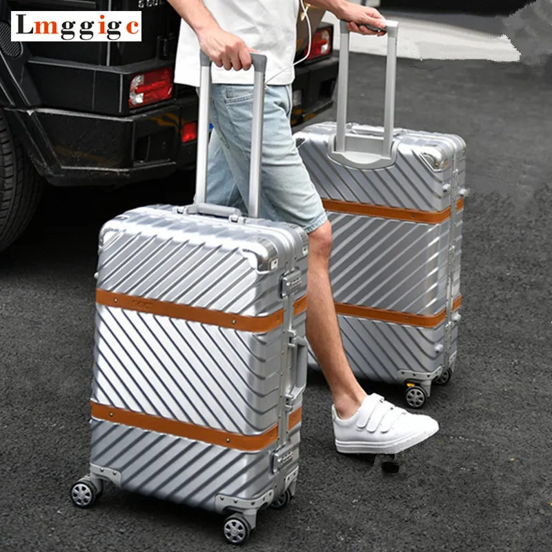 

New Aluminum frame Rolling Luggage Travel Suitcase Bag,Men Trolley Case,20"24"26"29" inch Women Carry-On,Nniversal wheel Box